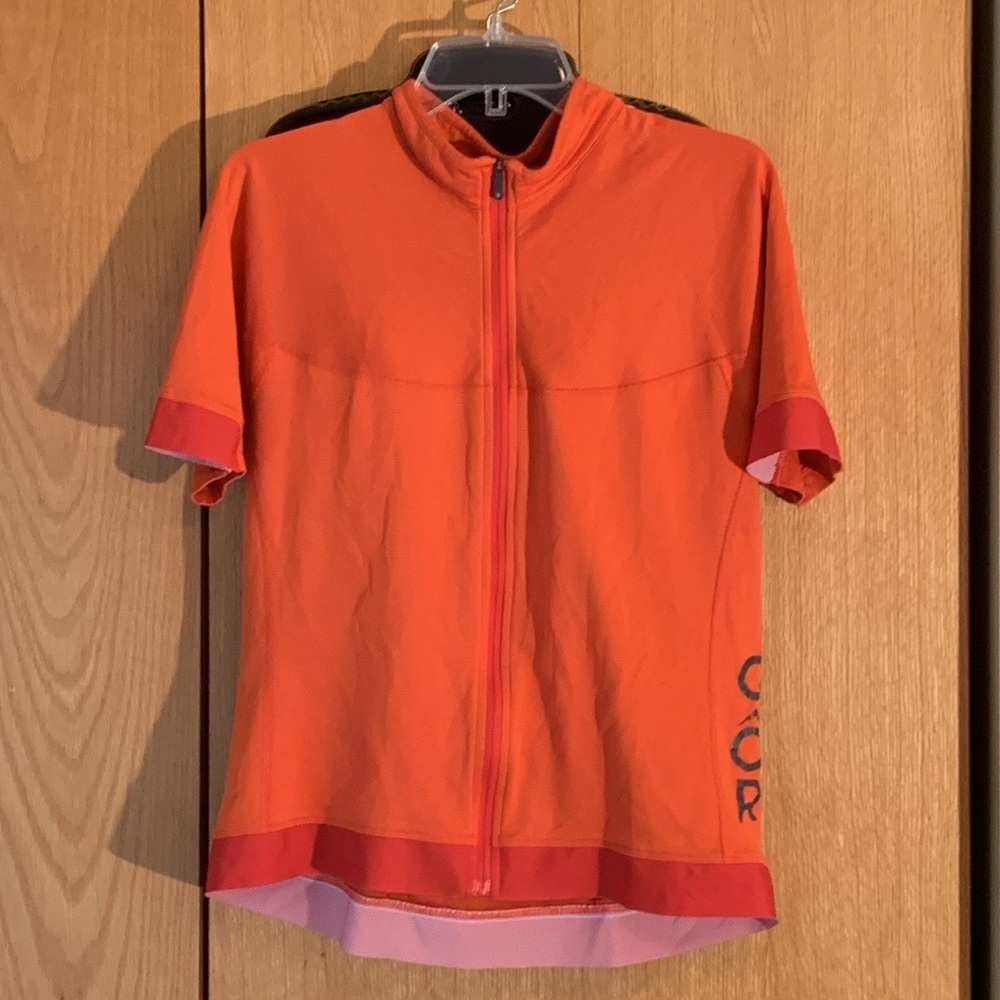 QOR Performance Wear Women Biking Commuter Full Zip Shirt Top Jersey LARGE EUC